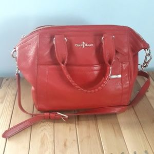Red Leather Cole Hann Satchel